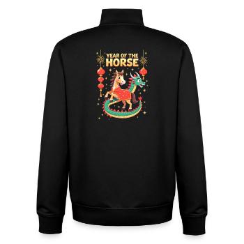 Nouvel An chinois du cheval 2026 - Sweat zippé unisexe en coton bio Stanley/Stella - noir - Dos - AI Model Male 185 light (185cm)
