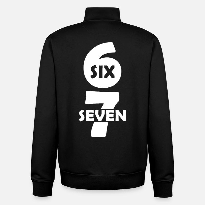 Funny Six Seven 67 Memes - Unisex Organic Zip Sweatshirt by Stanley/Stella - black
