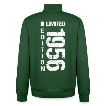 70. Geburtstag 1956 Jahrgang  - Unisex Organic Zip Sweatshirt von Stanley/Stella - Flaschengrün - Hinten - AI Model Male 185 dark (185cm)