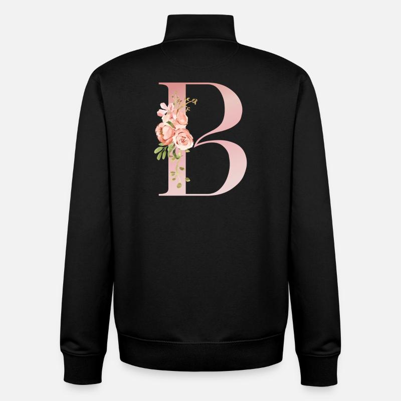 B Florale Pastel - Sweat zippé unisexe en coton bio Stanley/Stella - noir