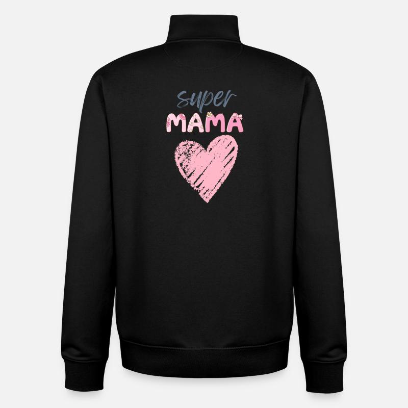 Mama - Super Mama - Unisex Organic Zip Sweatshirt von Stanley/Stella - Schwarz