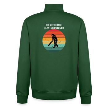 Cricket in the Retro Sun - Unisex Organic Zip Sweatshirt by Stanley/Stella - bottle green - Back - AI Model Male 185 dark (185cm)