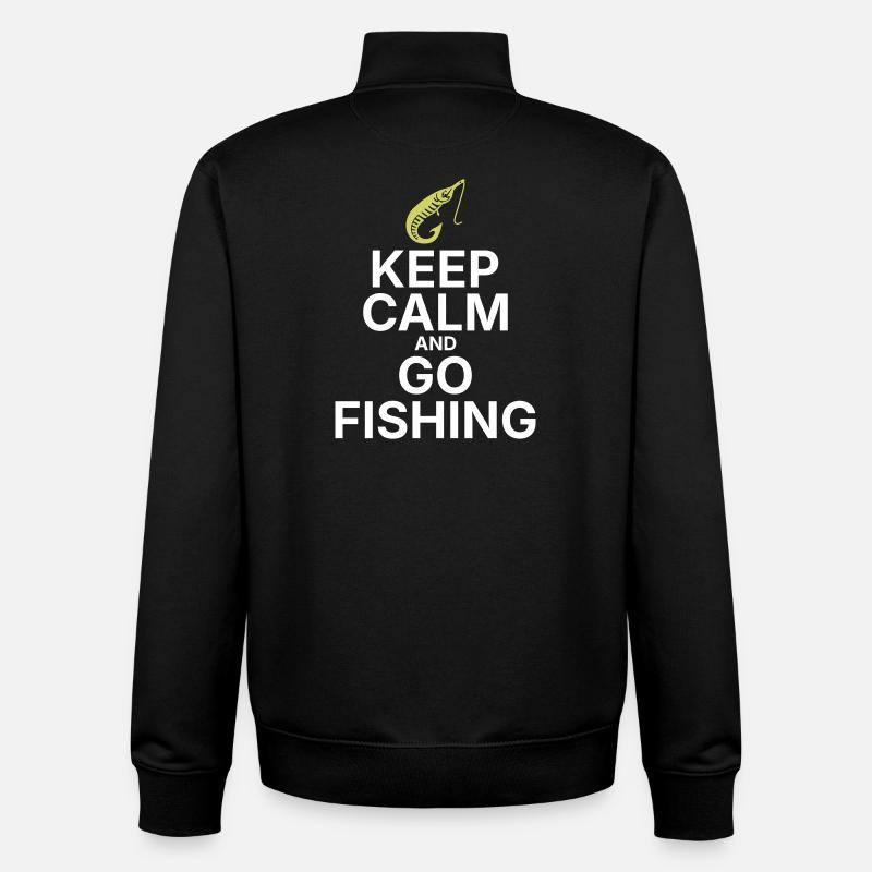 Reste calme et va pêcher - Sweat zippé unisexe en coton bio Stanley/Stella - noir