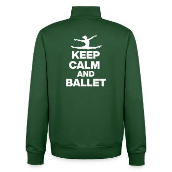 KEEP CALM AND BALLET, GRACE & POWER! BALLET FAN🩰 - Unisex Organic Zip Sweatshirt by Stanley/Stella - bottle green - Back - AI Model Male 185 dark (185cm)