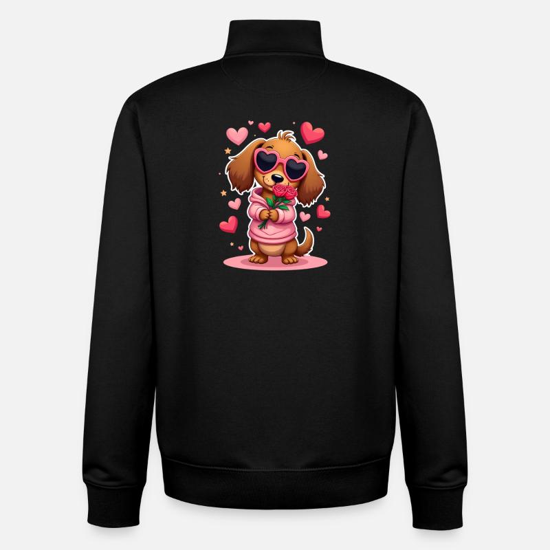 Dackel teckel teckel tekel - Sweat zippé unisexe en coton bio Stanley/Stella - noir