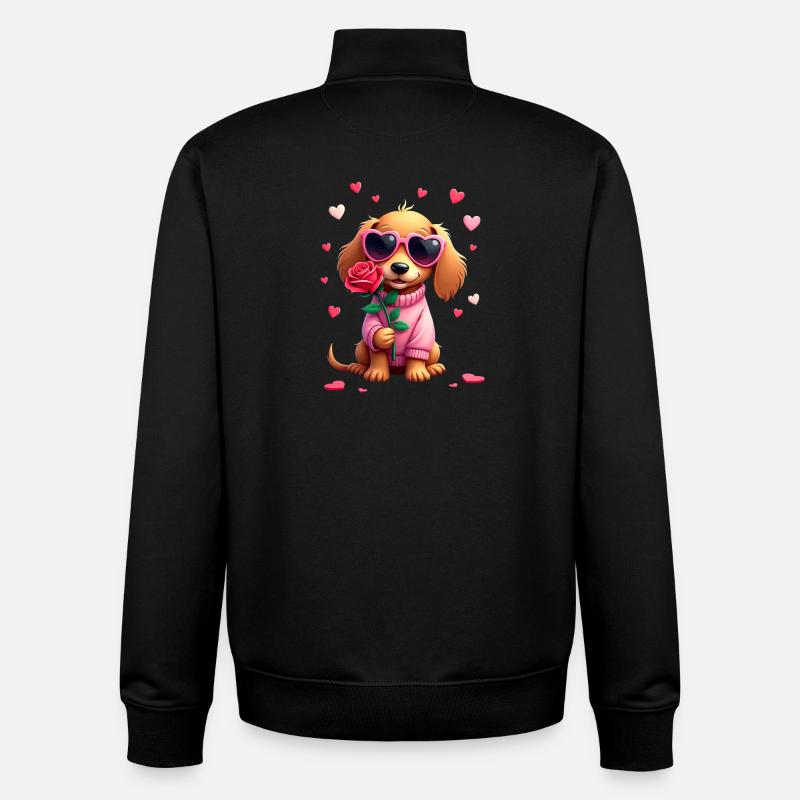 Dackel teckel teckel tekel - Sweat zippé unisexe en coton bio Stanley/Stella - noir