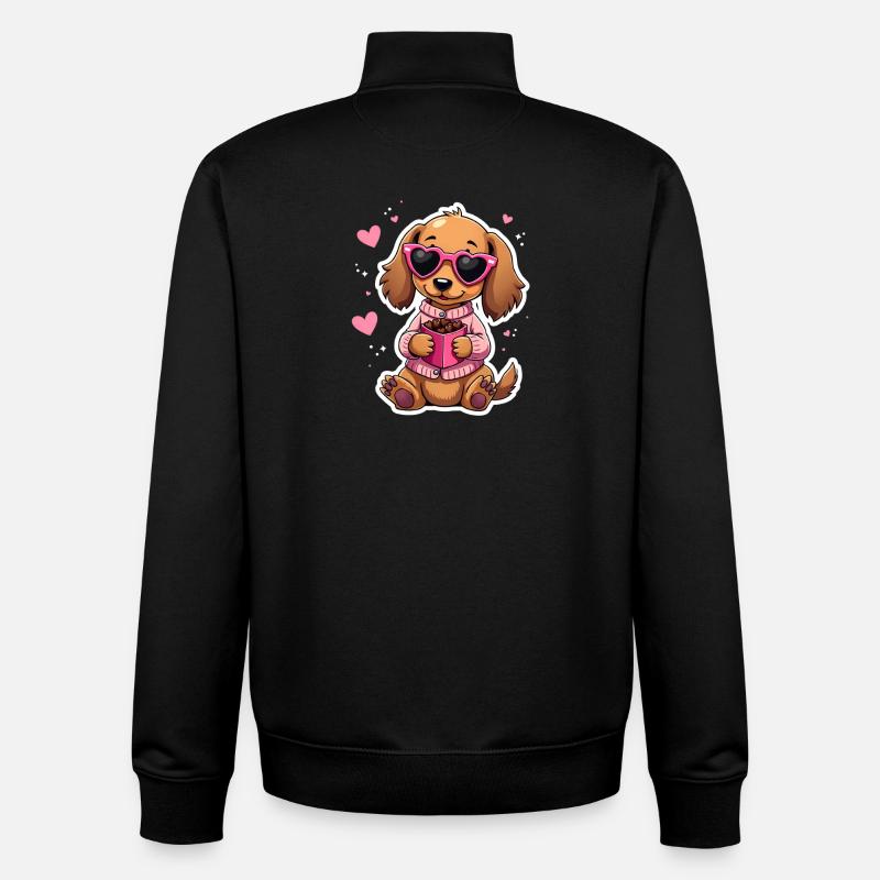 Dackel teckel teckel tekel - Sweat zippé unisexe en coton bio Stanley/Stella - noir