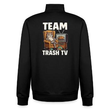 Team Trash TV Katze - Unisex Organic Zip Sweatshirt von Stanley/Stella - Schwarz - Hinten - AI Model Male 185 light (185cm)