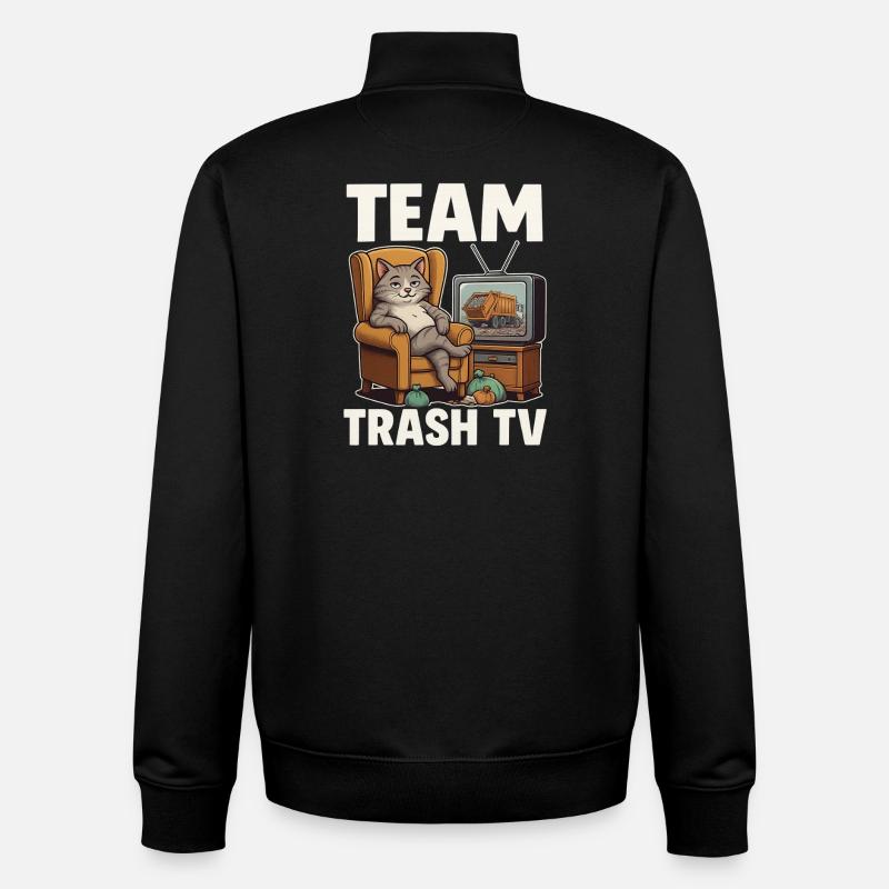 Team Trash TV Katze - Unisex Organic Zip Sweatshirt von Stanley/Stella - Schwarz