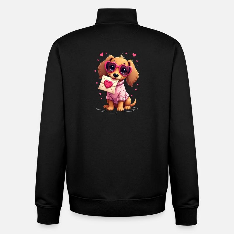 Dackel teckel teckel tekel - Sweat zippé unisexe en coton bio Stanley/Stella - noir