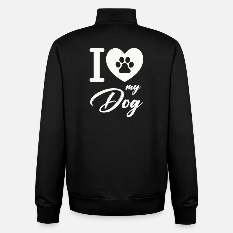J’aime mon chien - Sweat zippé unisexe en coton bio Stanley/Stella - noir