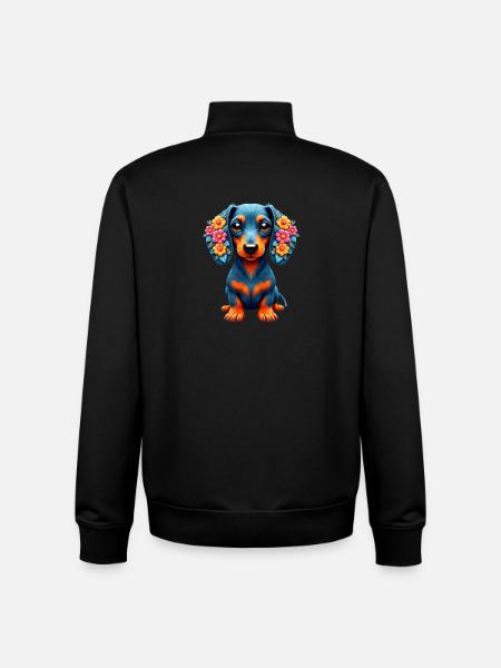 Dackel Dachshund Tekel - Unisex Organic Zip Sweatshirt by Stanley/Stella - black
