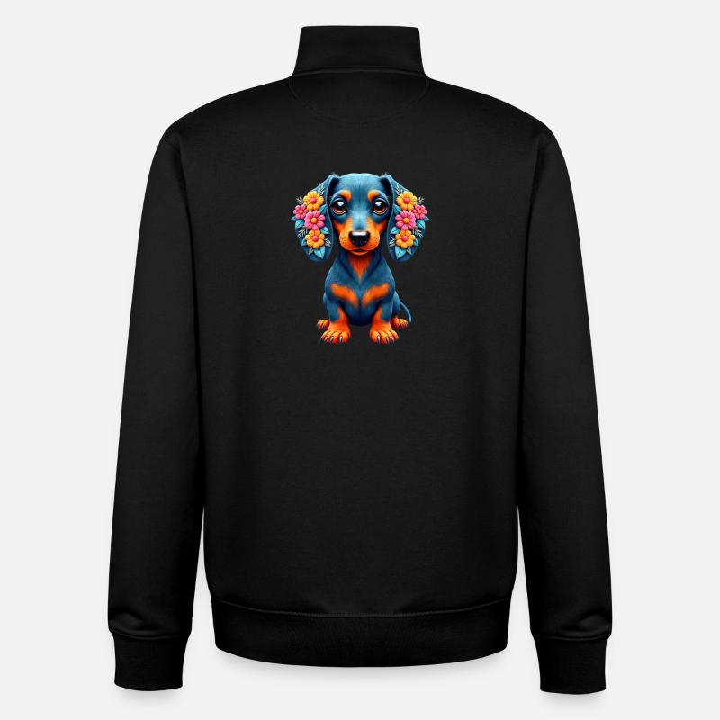Dackel Dachshund Tekel - Unisex Organic Zip Sweatshirt by Stanley/Stella - black