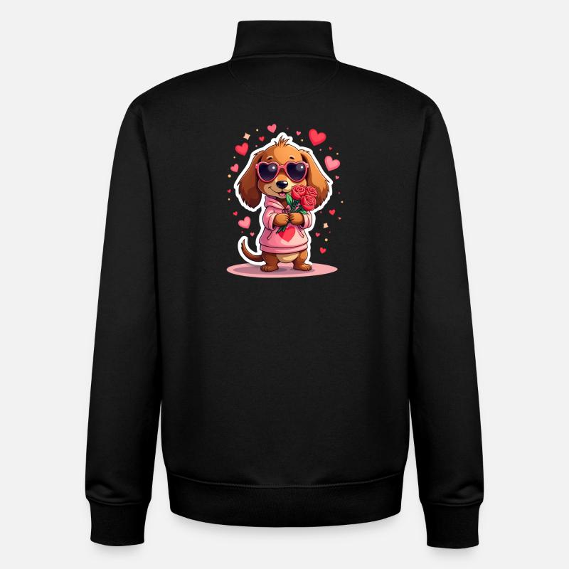Dackel teckel teckel tekel - Sweat zippé unisexe en coton bio Stanley/Stella - noir