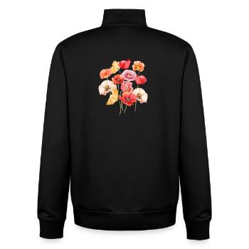 Coquelicots sauvages / Colorés, comme l’été - Sweat zippé unisexe en coton bio Stanley/Stella - noir - Dos - AI Model Male 185 light (185cm)