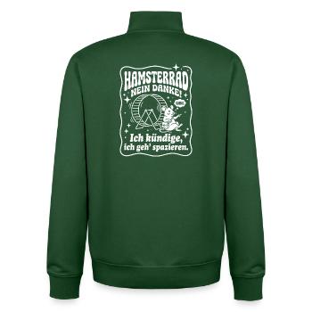 Hamsterrad Nein Danke Kündigung Humor Spruch - Unisex Organic Zip Sweatshirt von Stanley/Stella - Flaschengrün - Hinten - AI Model Male 185 dark (185cm)