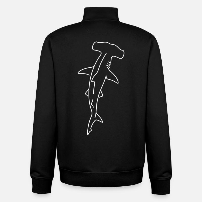 Dessin du contour du requin-marteau - Sweat zippé unisexe en coton bio Stanley/Stella - noir