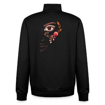 Bohème, art en ligne florale - Sweat zippé unisexe en coton bio Stanley/Stella - noir - Dos - AI Model Male 185 light (185cm)