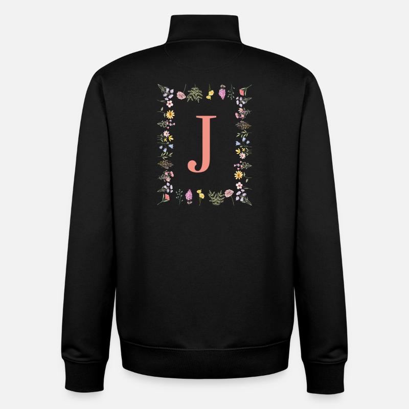 Florale Initialen "J ", Buchstaben Monogramm  - Unisex Organic Zip Sweatshirt von Stanley/Stella - Schwarz