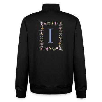 Florale Initial "I" Blumenmonogramm - Unisex Organic Zip Sweatshirt von Stanley/Stella - Schwarz - Hinten - AI Model Male 185 light (185cm)