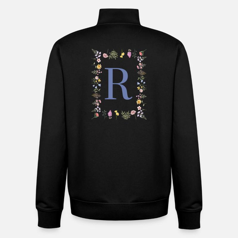 Floral Initialen "R", Buchstaben Monogramm - Unisex Organic Zip Sweatshirt von Stanley/Stella - Schwarz