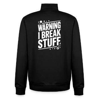Warnung: Ich mache Sachen kaputt - Unisex Organic Zip Sweatshirt von Stanley/Stella - Schwarz - Hinten - AI Model Male 185 light (185cm)