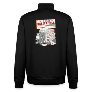 Ich wurde in dreifacher Ausführung geboren - Unisex Organic Zip Sweatshirt von Stanley/Stella - Schwarz - Hinten - AI Model Male 185 light (185cm)
