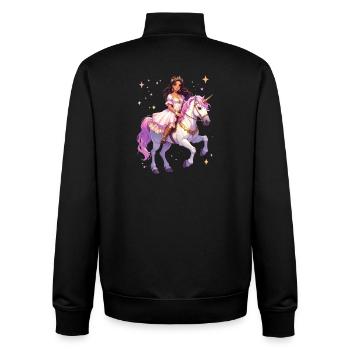 Princesse sur une licorne - Sweat zippé unisexe en coton bio Stanley/Stella - noir - Dos - AI Model Male 185 light (185cm)