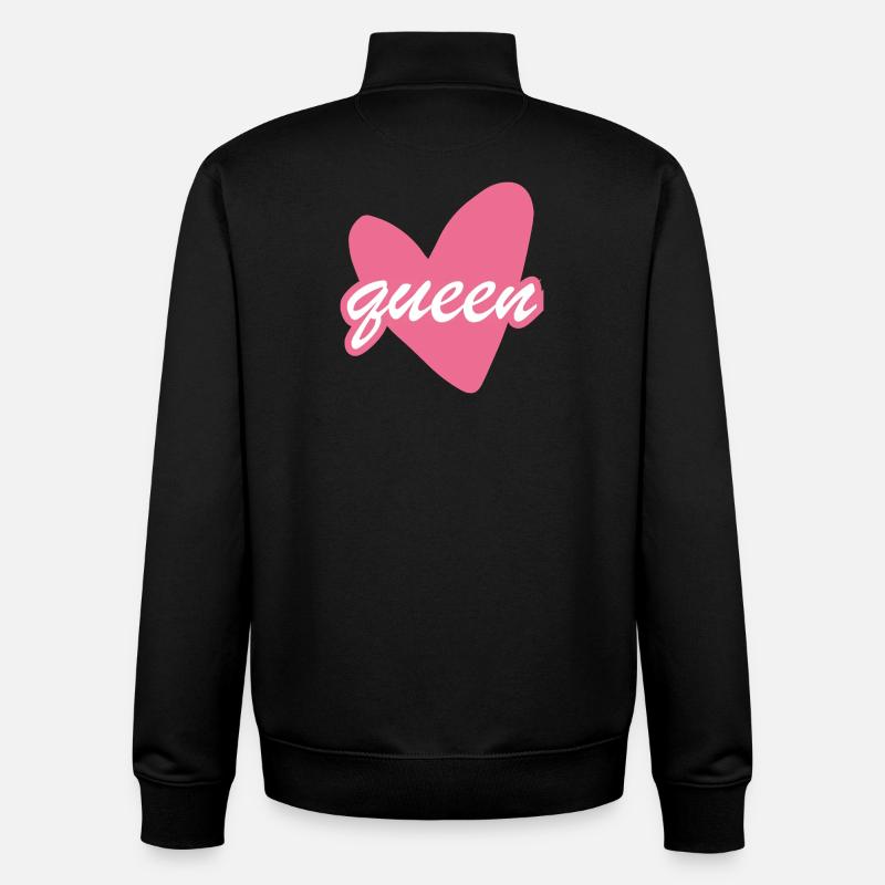 Queen Heart Script Herz Girl - Sweat zippé unisexe en coton bio Stanley/Stella - noir