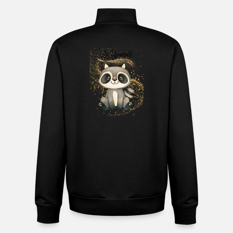 Süßer Waschbär auf Glitzer - Unisex Organic Zip Sweatshirt von Stanley/Stella - Schwarz
