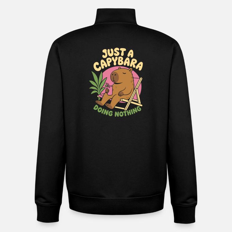 Just A Capybara Doing Nothing - Unisex Organic Zip Sweatshirt by Stanley/Stella - black