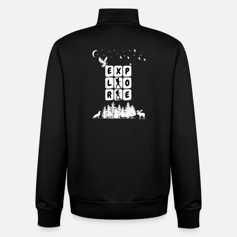 Entdecken Sie Camping Graphic - Unisex Organic Zip Sweatshirt von Stanley/Stella - Schwarz