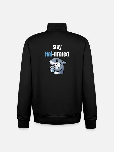 Shark-drated | Funny cartoon shark with drink - Unisex Organic Zip Sweatshirt by Stanley/Stella - black