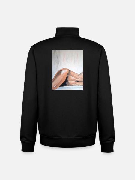 Impressionist Nude Lying Down - Unisex Organic Zip Sweatshirt by Stanley/Stella - black