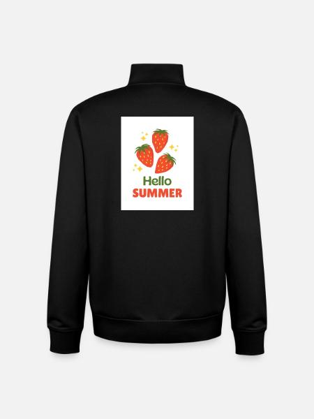 Hello Summer Strawberries - Unisex Organic Zip Sweatshirt by Stanley/Stella - black