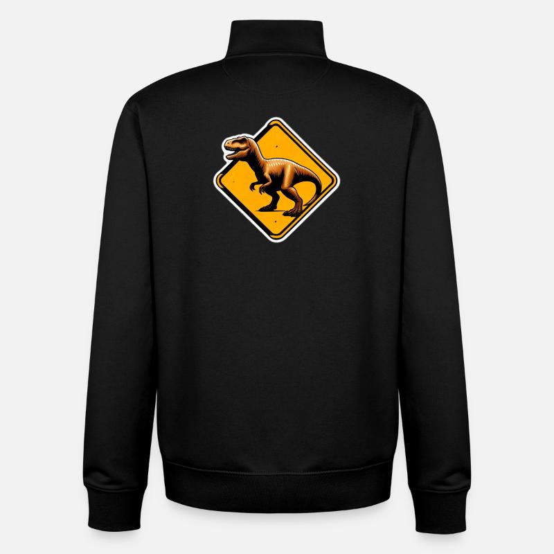 T-Rex Warnschild Illustration - Unisex Organic Zip Sweatshirt von Stanley/Stella - Schwarz
