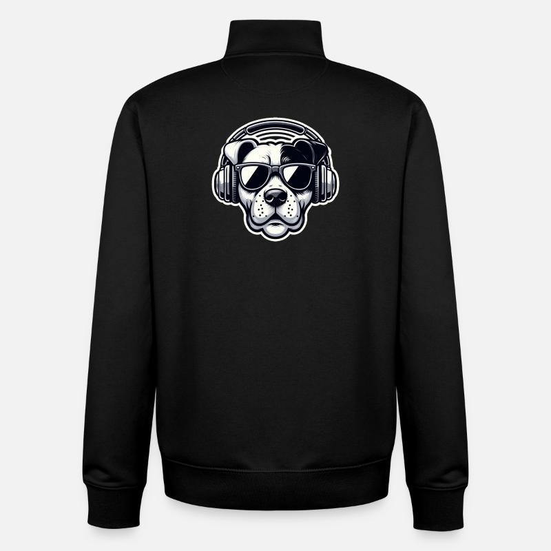 Hund Kopfhörer Brille cool - Unisex Organic Zip Sweatshirt von Stanley/Stella - Schwarz