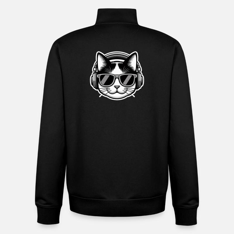 Katze Brille Kopfhörer - Unisex Organic Zip Sweatshirt von Stanley/Stella - Schwarz