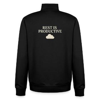 Rest is Productive Typography - Unisex Organic Zip Sweatshirt by Stanley/Stella - black - Back - AI Model Male 185 light (185cm)