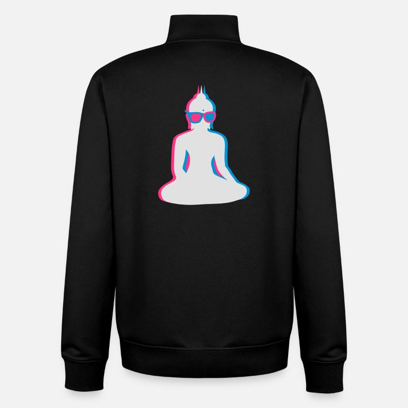 3D Buddha with 3D glasses - Unisex Organic Zip Sweatshirt by Stanley/Stella - black