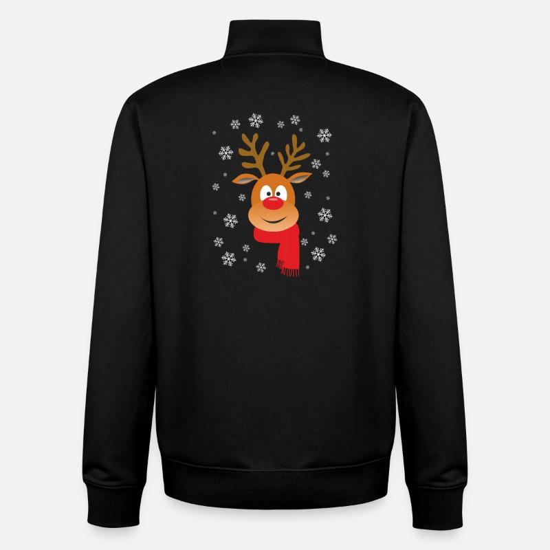 RENNE DE NOËL - Sweat zippé unisexe en coton bio Stanley/Stella - noir