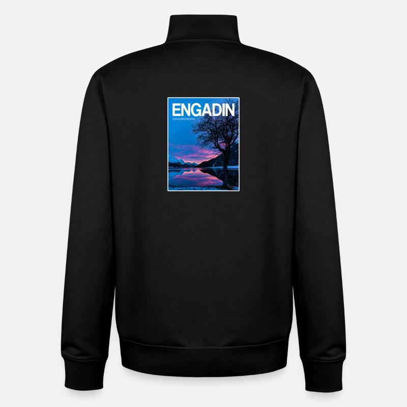 Engadin Seenlandschaft Abendlicht - Unisex Organic Zip Sweatshirt von Stanley/Stella - Schwarz