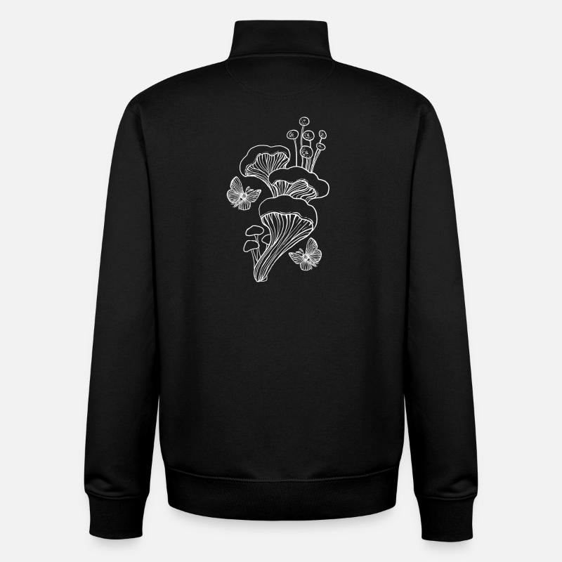 Art de lignes de champignon - Sweat zippé unisexe en coton bio Stanley/Stella - noir