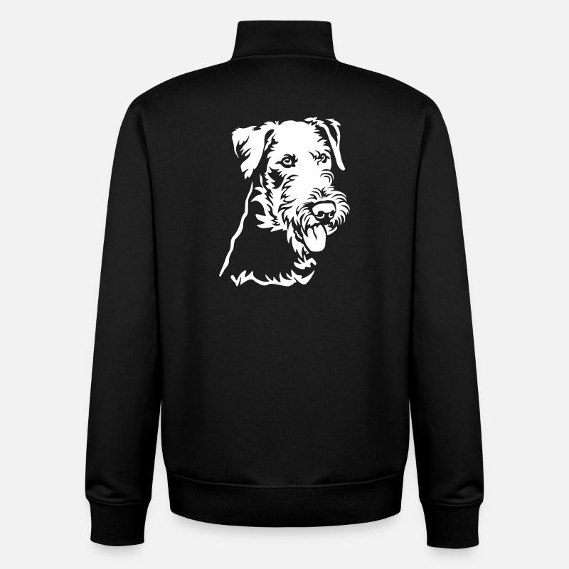 Airedale Terrier Kopf "Black Edition" - Unisex Organic Zip Sweatshirt von Stanley/Stella - Schwarz