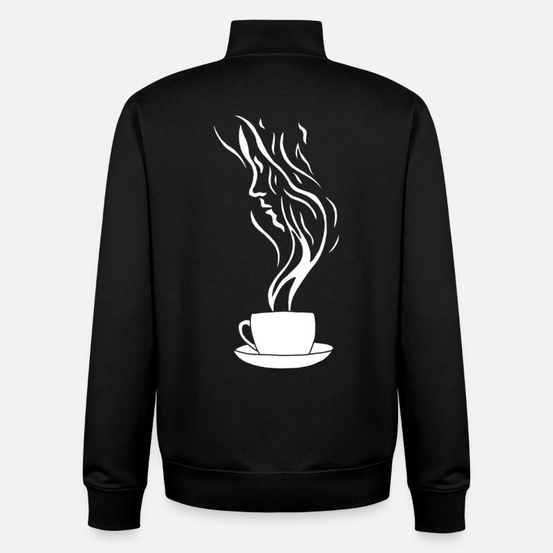 Café et visage humain - Sweat zippé unisexe en coton bio Stanley/Stella - noir
