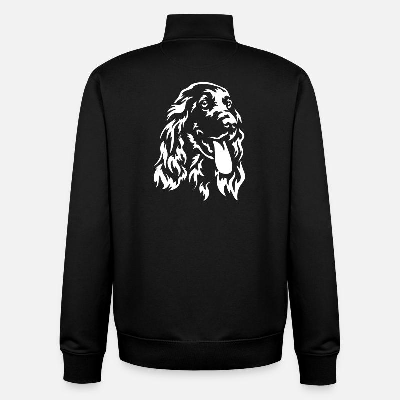 Cocker Spaniel Head « Black Edition » - Sweat zippé unisexe en coton bio Stanley/Stella - noir
