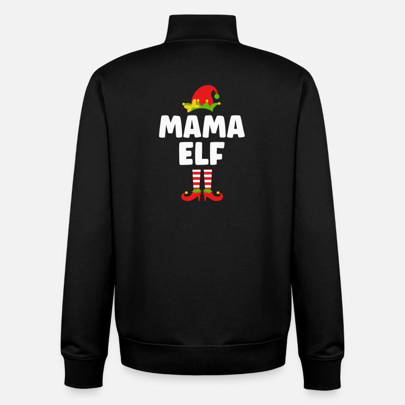 Noël Drôle Maman Elfe - Sweat zippé unisexe en coton bio Stanley/Stella - noir