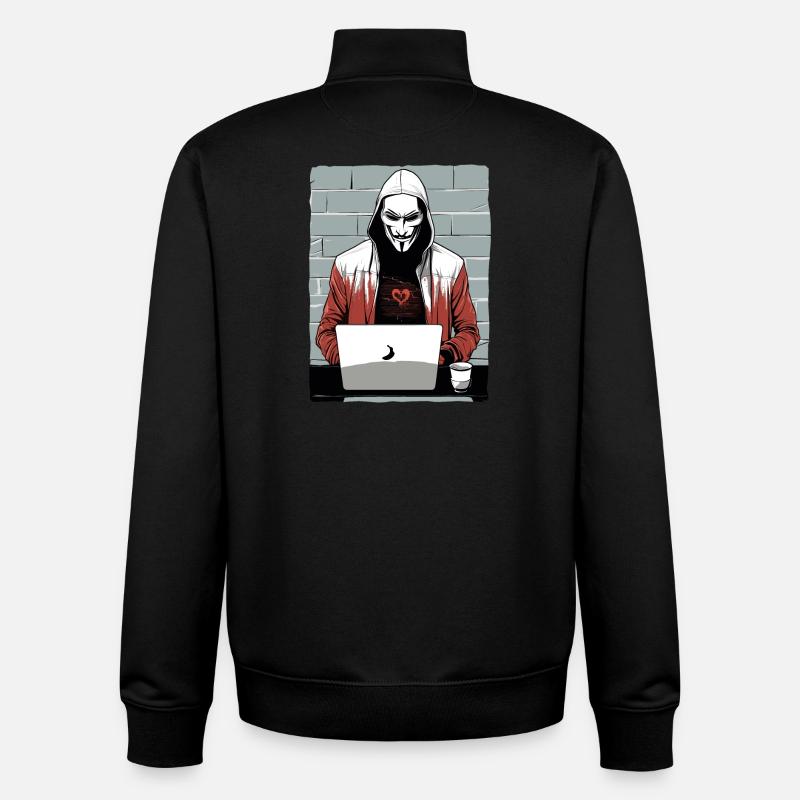 Anonymous Hacker - Unisex Organic Zip Sweatshirt by Stanley/Stella - black