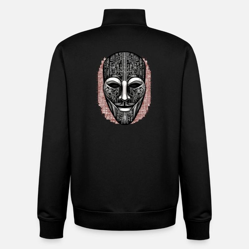 Anonymous Hacker Maske - Unisex Organic Zip Sweatshirt von Stanley/Stella - Schwarz