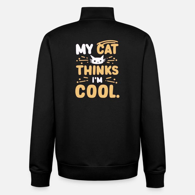 My cat thinks i am cool - Unisex Organic Zip Sweatshirt von Stanley/Stella - Schwarz